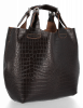 Kožené kabelka shopper bag Vittoria Gotti čokoládová VG804